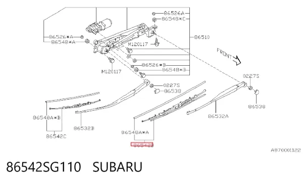 Щетка-дворник лобового стекла водительская 86542SG110 Subaru