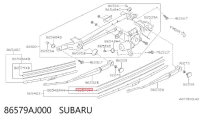 Резинка щетки стеклоочистителя водительская SUBARU 86579AJ000