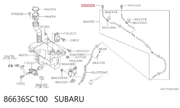 Форсунка омывателя 86636SC100 Subaru