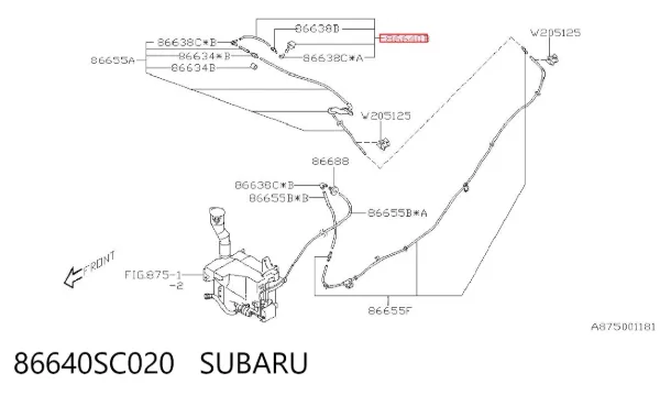 Форсунка омывателя заднего стекла 86640SC020 Subaru