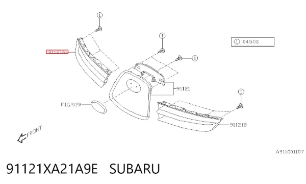 Решетка радиатора правая 91121XA21A9E Subaru