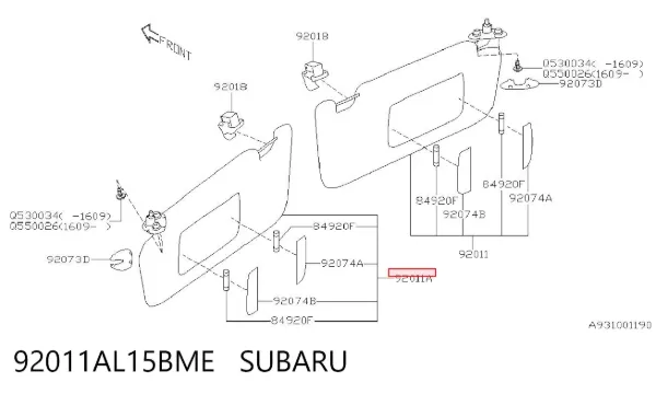 Солнцезащитный козырек 92011AL15BME Subaru
