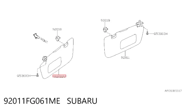 Солнцезащитный козырек 92011FG061ME Subaru