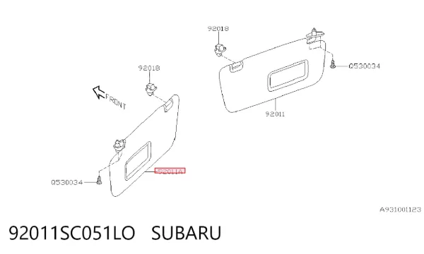 Солнцезащитный козырек 92011SC051LO Subaru