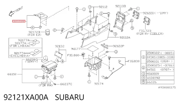  92121XA00A Subaru
