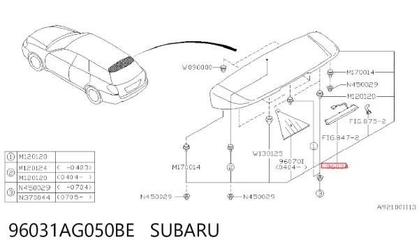 Спойлер багажника (двери 3/5-й задней) 96031AG050BE Subaru