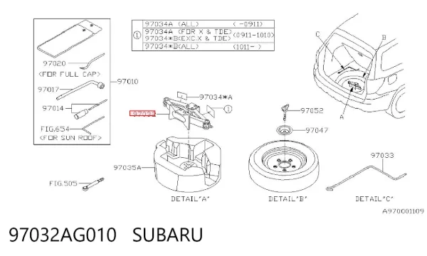 Домкрат 97032AG010 Subaru
