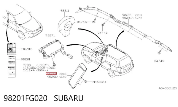 Подушка безопасности (AIRBAG) спинки сиденья правого 98201FG020 Subaru