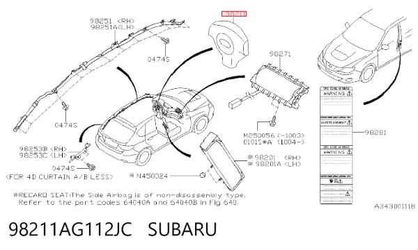 Подушка безопасности водителя 98211AG112JC Subaru