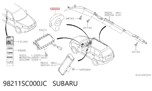 Подушка безопасности водителя 98211SC000JC Subaru