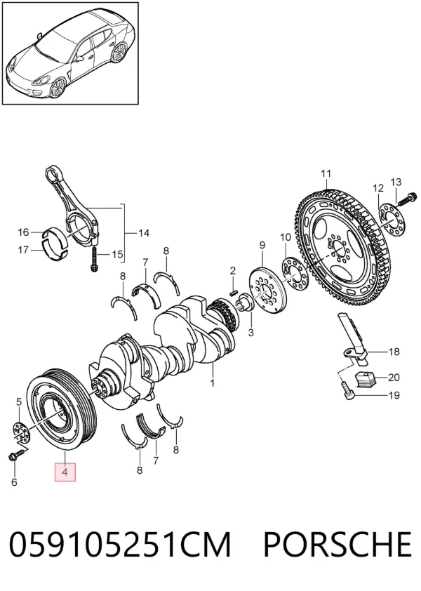 Шкив коленвала 059105251CM Porsche