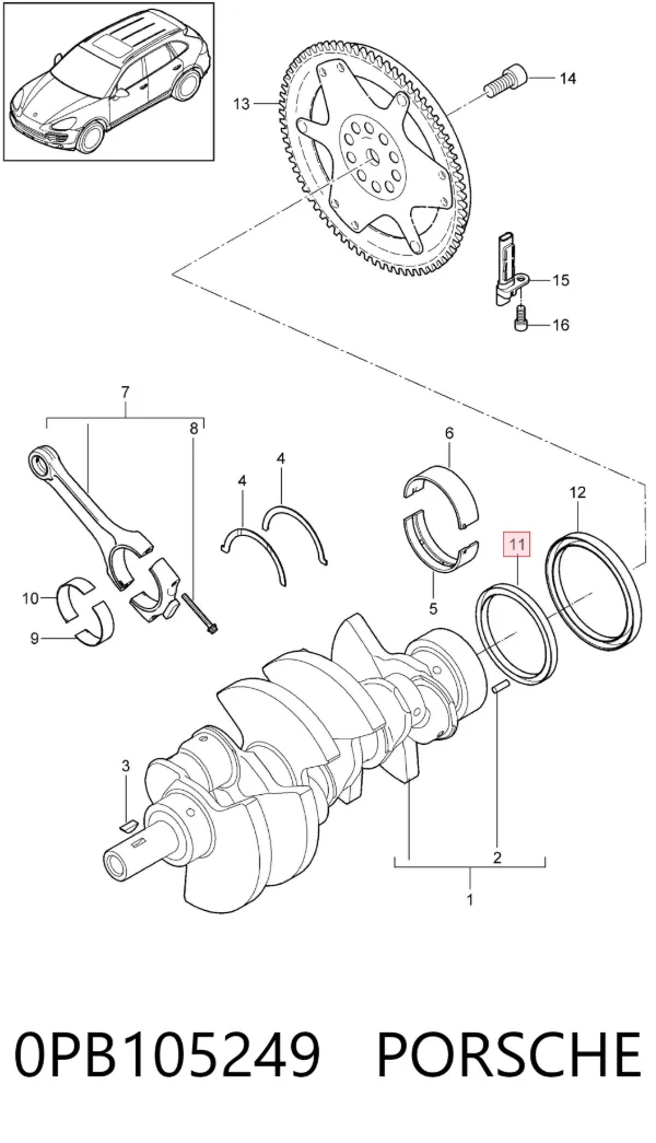 Сальник коленвала задний 0PB105249 Porsche