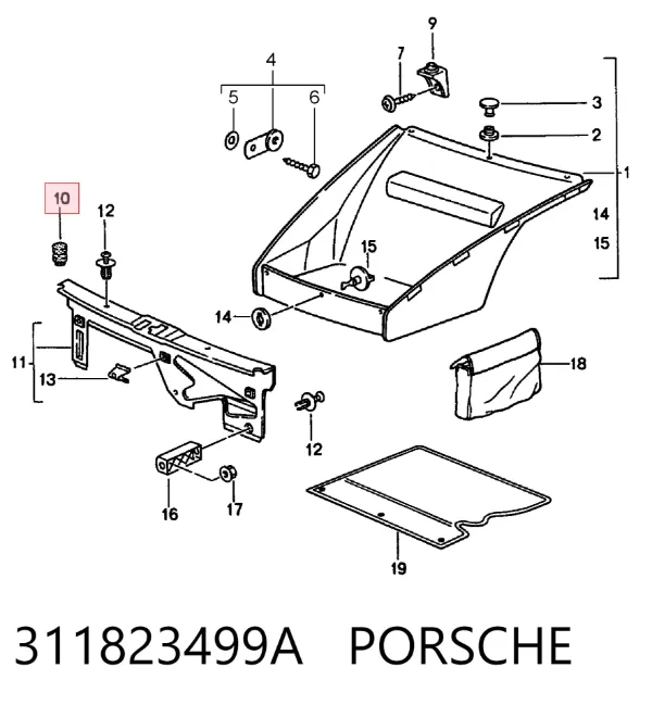 Буфер (отбойник) капота 311823499A Porsche