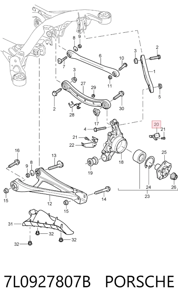Датчик АБС задний левый 7L0927807B Porsche
