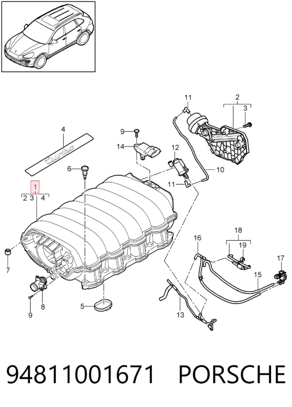 Впускной коллектор 94811001671 Porsche
