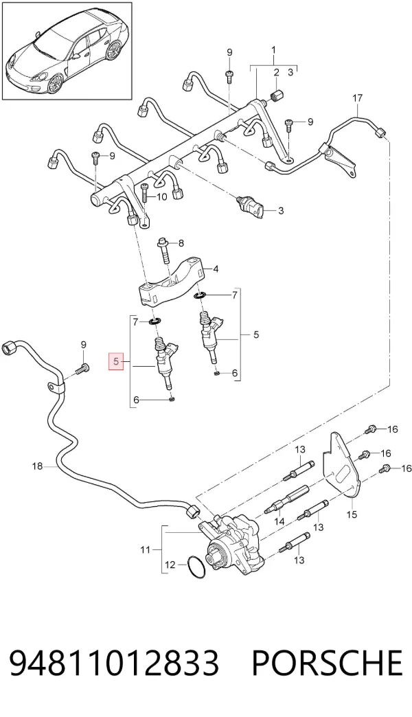 Топливные форсунки 94811012833 Porsche