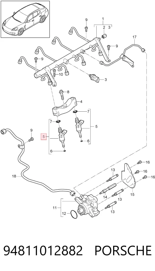 Топливные форсунки 94811012882 Porsche
