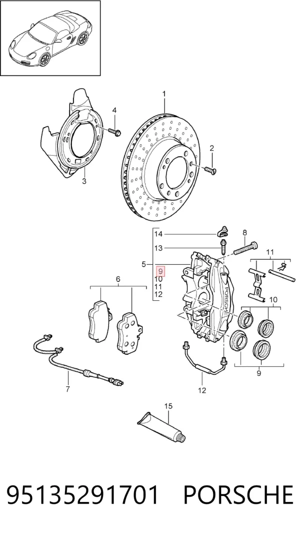Ремкомплект суппорта 95135291701 Porsche