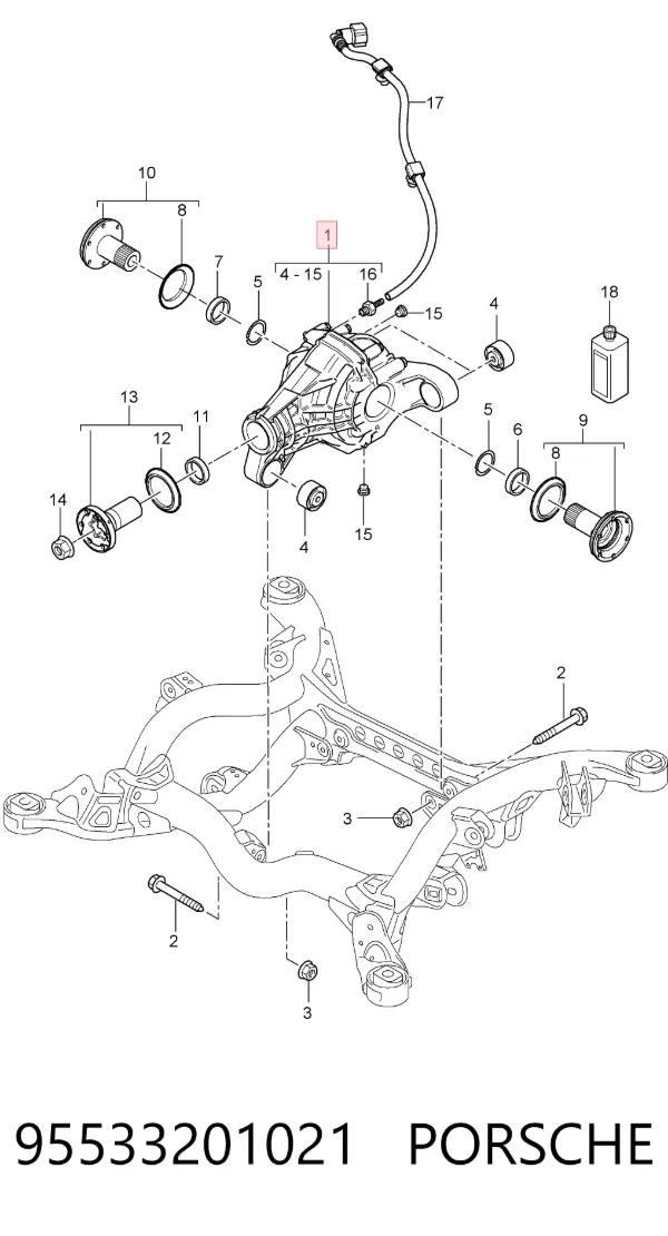 Задний редуктор 95533201021 Porsche