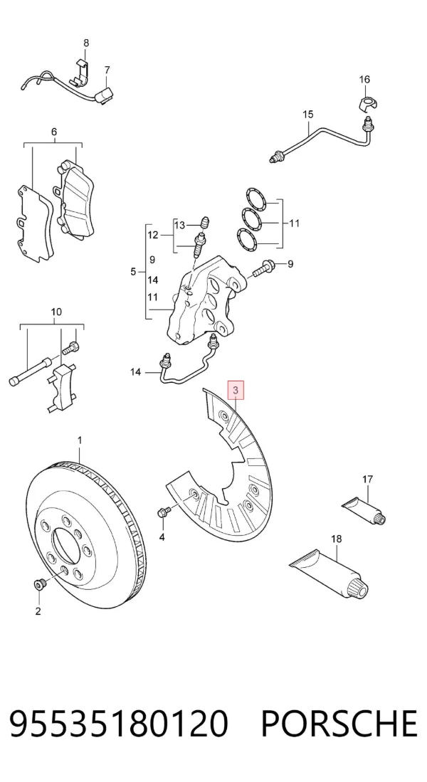 Защита тормозного диска переднего 95535180120 Porsche