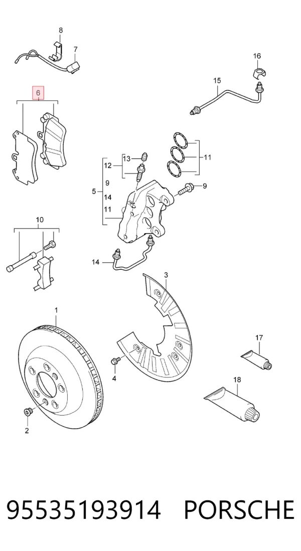 Передние тормозные колодки 95535193914 Porsche
