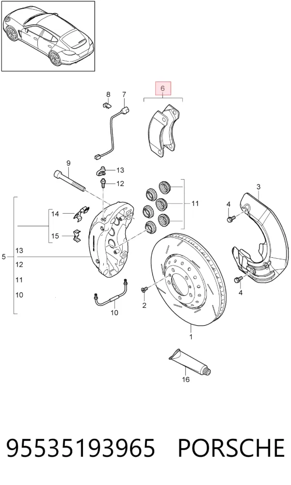 Передние тормозные колодки 95535193965 Porsche