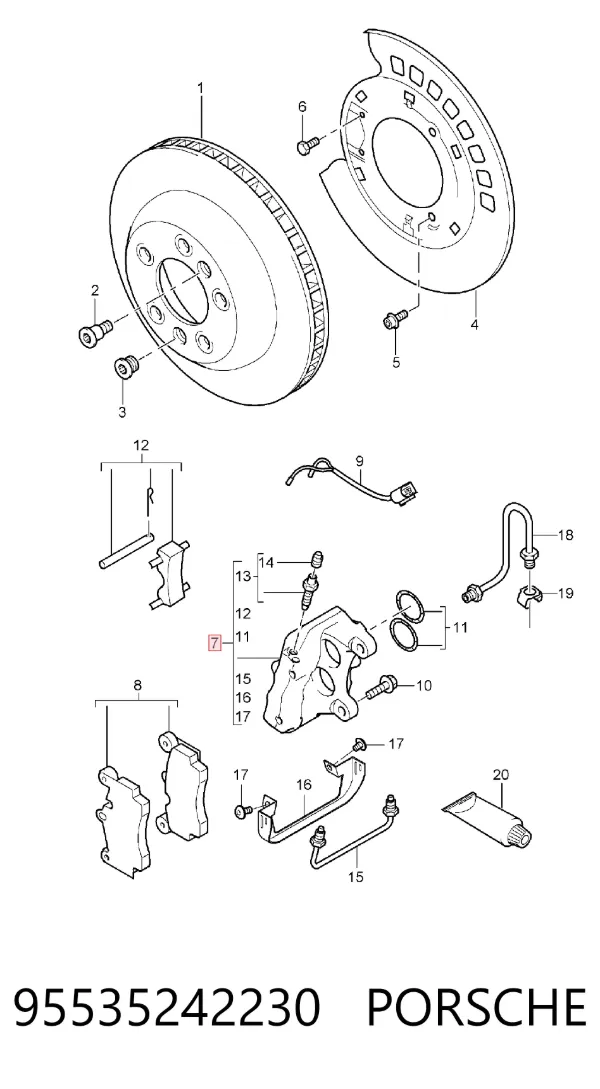 Суппорт задний правый 95535242230 Porsche