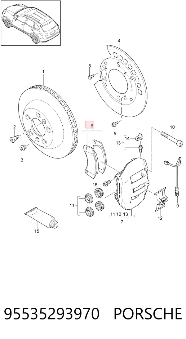 Задние тормозные колодки 95535293970 Porsche
