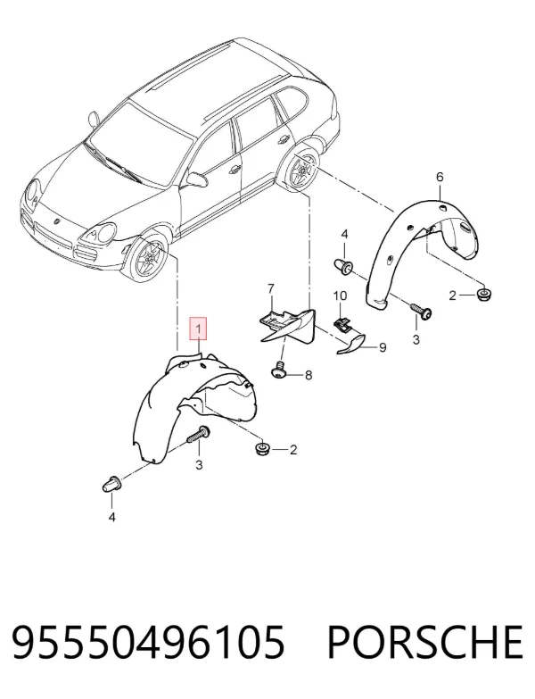 Подкрылок передний левый 95550496105 Porsche
