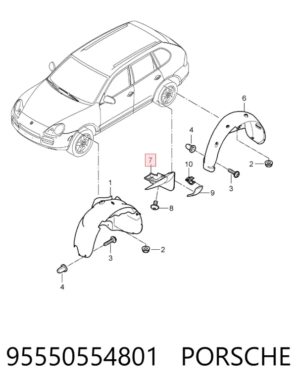 Брызговик задний правый 95550554801 Porsche