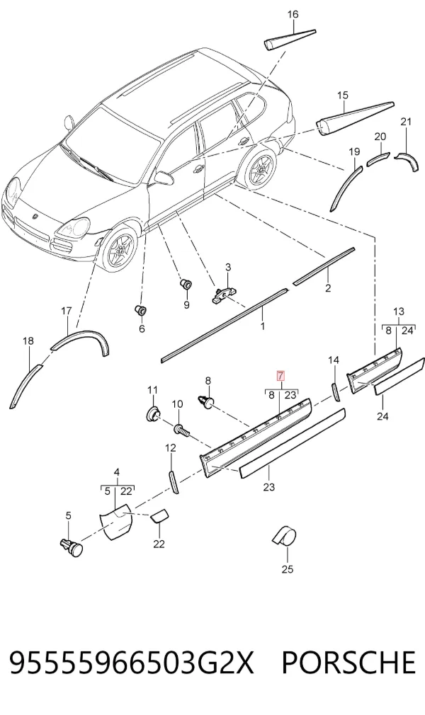 Молдинг двери передней левой 95555966503G2X Porsche