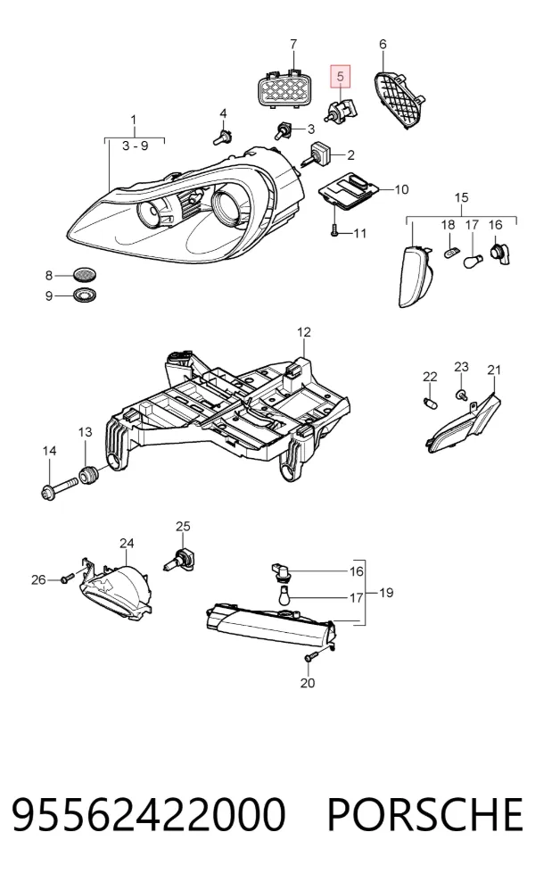 Корректор фар 95562422000 Porsche