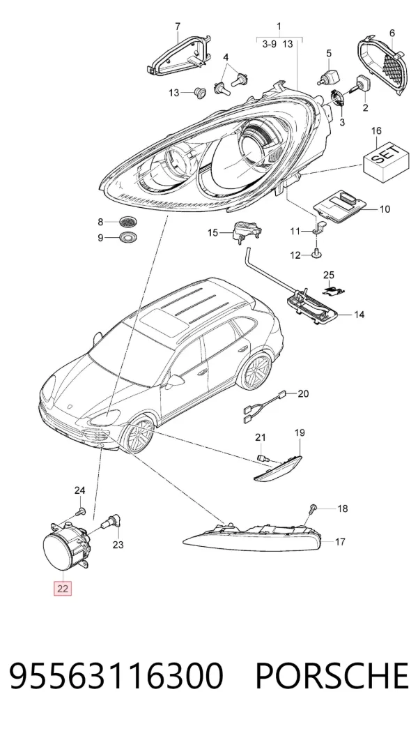 Противотуманки 95563116300 Porsche