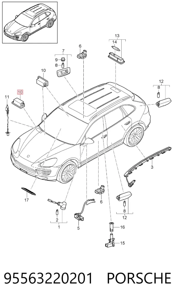 Плафон салона 95563220201 Porsche