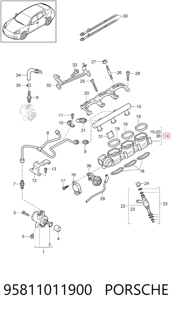 Коллектор впускной нижний 95811011900 Porsche