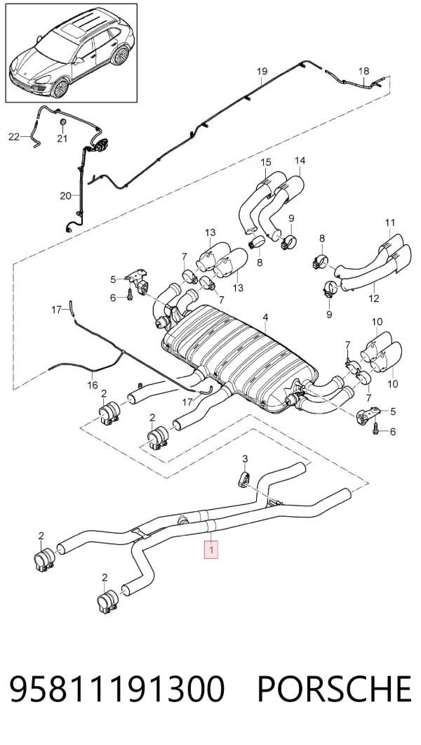 Центральная часть глушителя 95811191300 Porsche