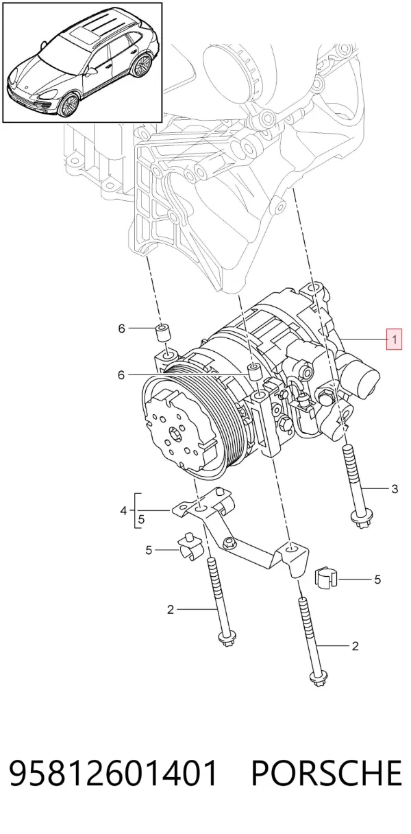 Компрессор кондиционера 95812601401 Porsche