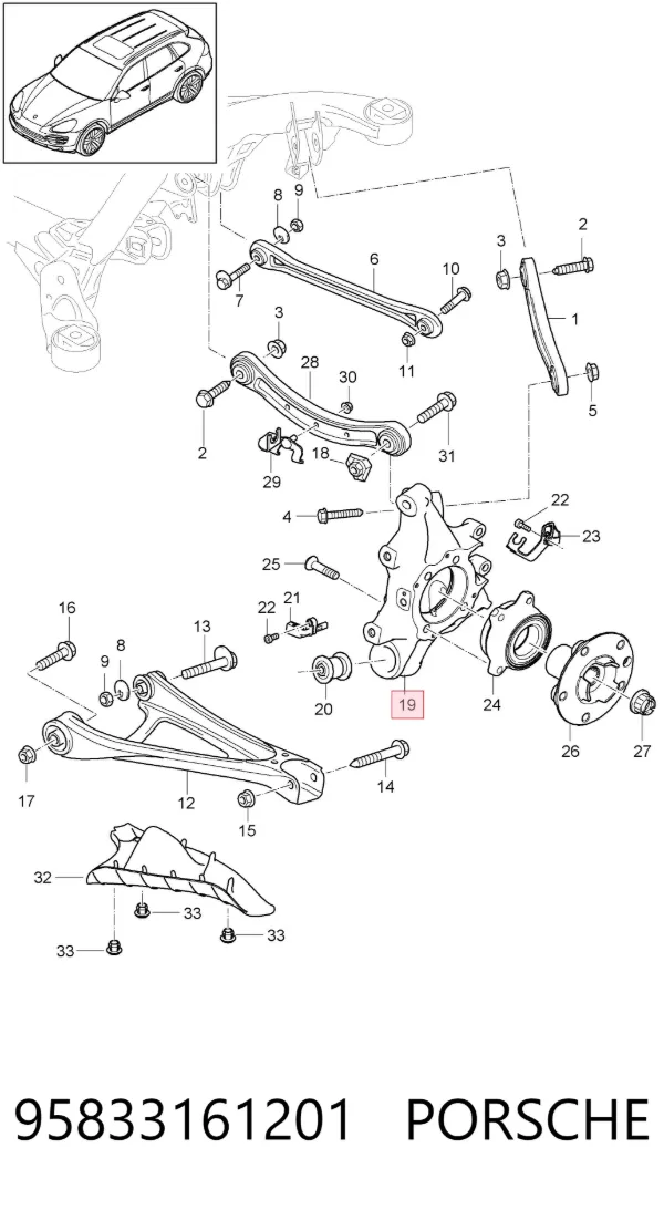 Цапфа задняя правая 95833161201 Porsche