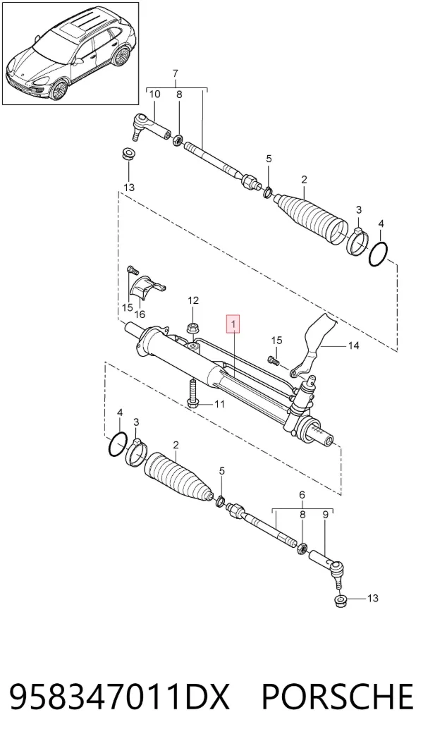 Рулевая рейка 958347011DX Porsche