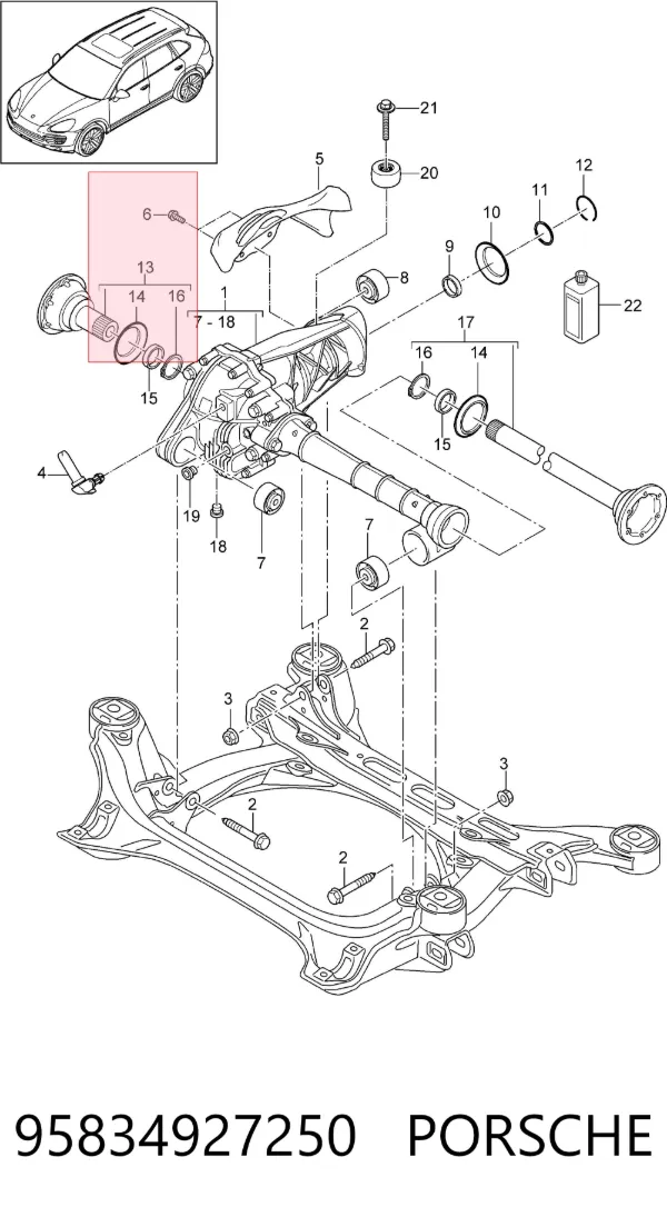 Вал привода полуоси 95834927250 Porsche