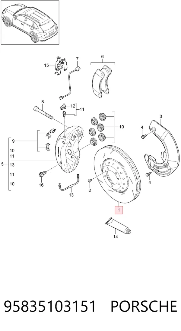 Передние тормозные диски 95835103151 Porsche