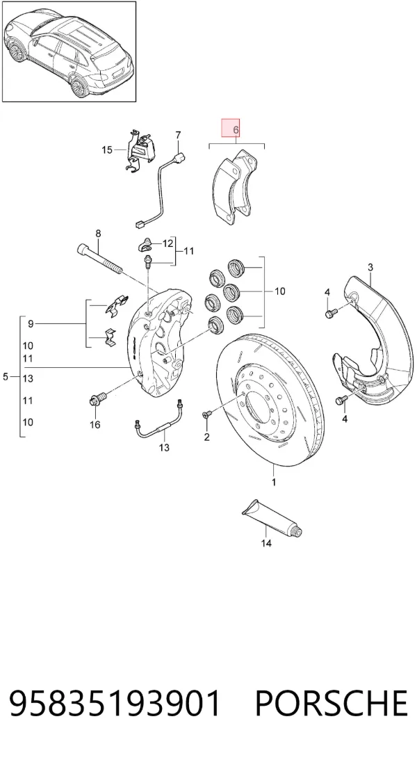 Передние тормозные колодки 95835193901 Porsche