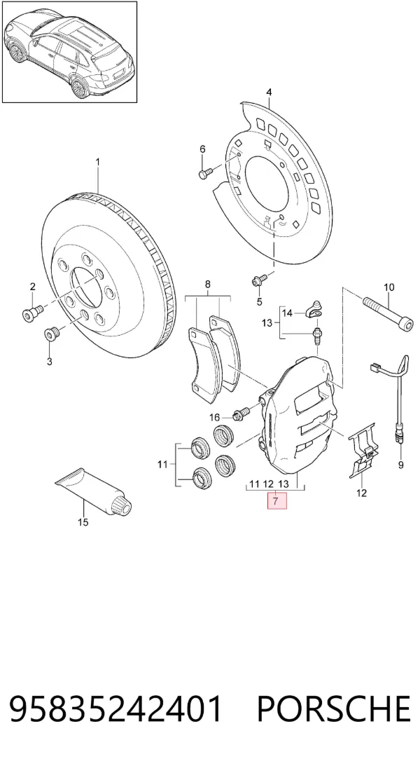Суппорт задний правый 95835242401 Porsche
