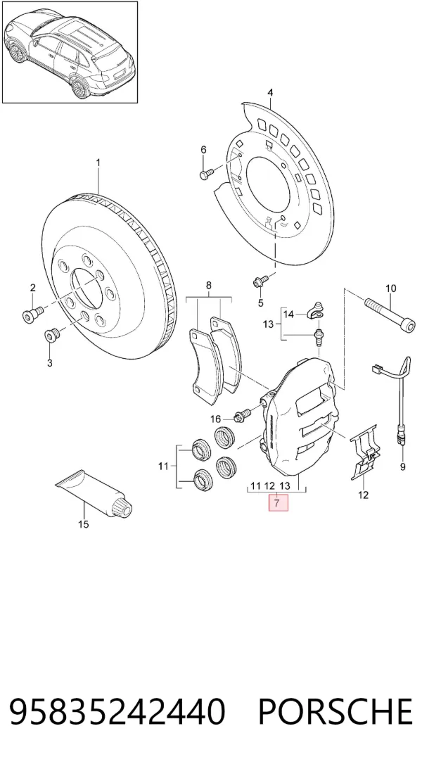 Суппорт задний правый 95835242440 Porsche