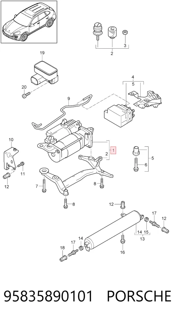 Компрессор пневмоподкачки (амортизаторов) 95835890101 Porsche
