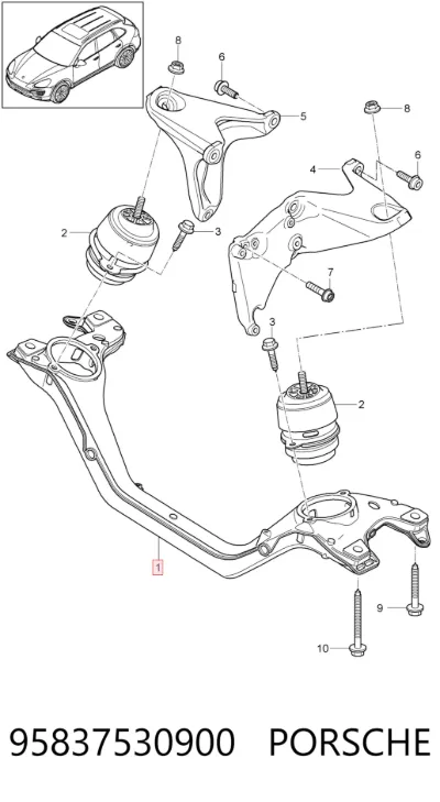 Балка передней подвески (подрамник) передняя PORSCHE 95837530900