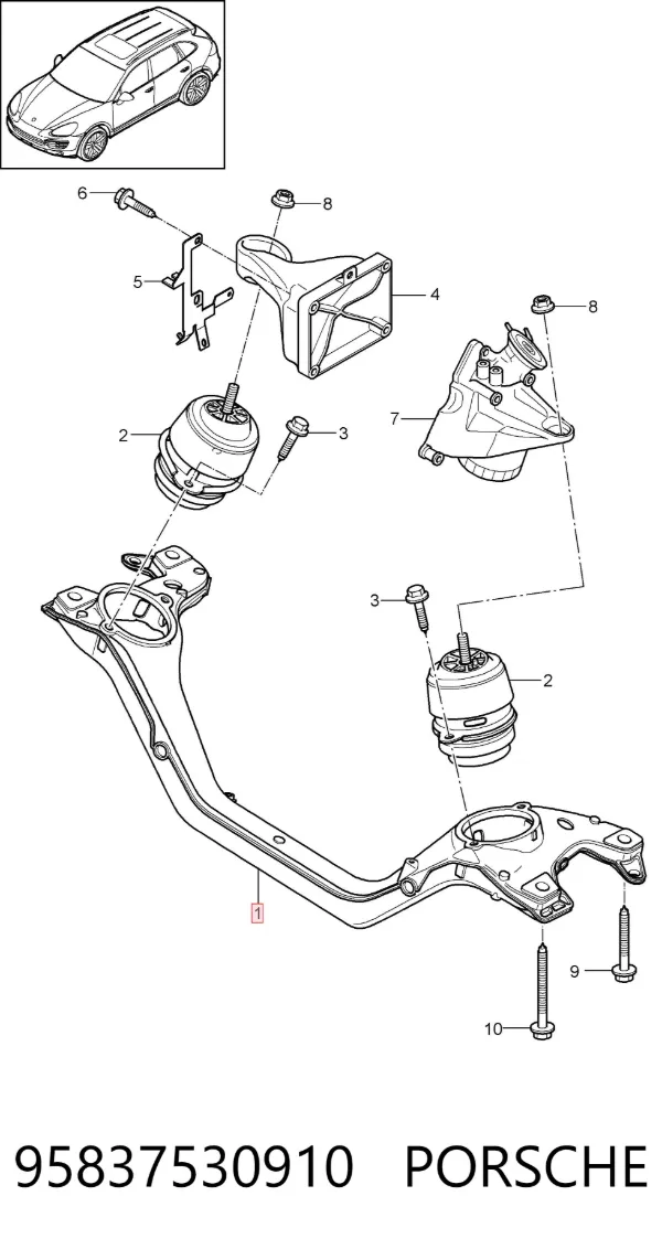 Подрамник передний 95837530910 Porsche