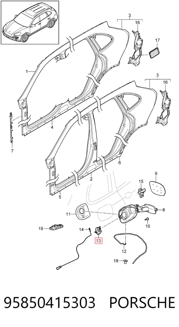 Мотор-привод открытия лючка бака 95850415303 Porsche