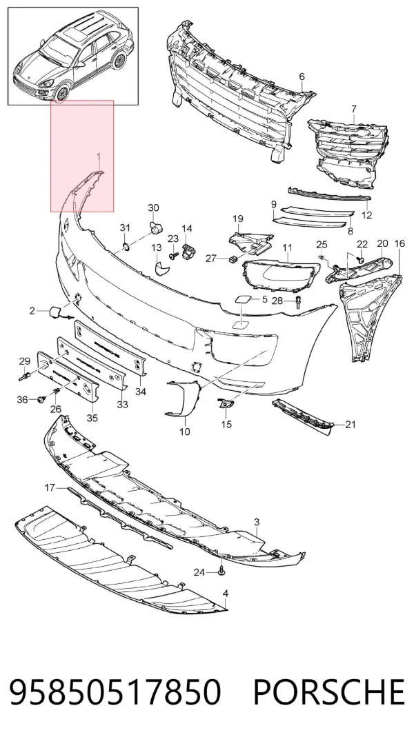 Кронштейн бампера переднего правый 95850517850 Porsche