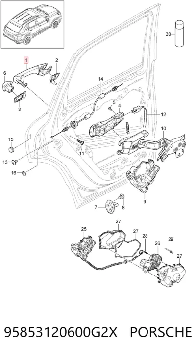 Ручка двери задней наружная правая PORSCHE 95853120600G2X
